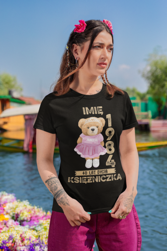 PERSONALIZOWANA DAMSKA KOSZULKA KSIĘŻNICZKA PREZENT NA 18 30 40 50 60 70 URODZINY PODAJ IMIĘ I ROK TORBA GRATIS 5