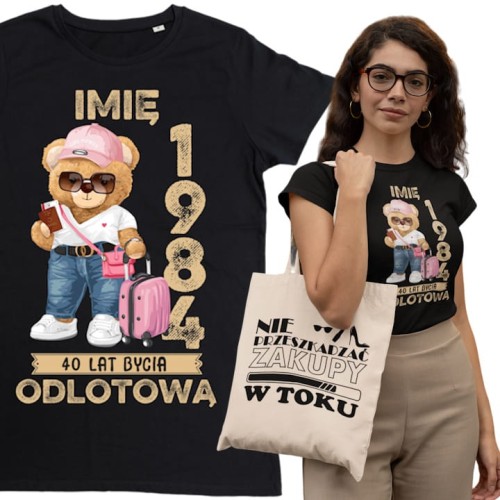 PERSONALIZOWANA DAMSKA KOSZULKA PREZENT NA 18 30 40 50 60 70 URODZINY PODAJ IMIĘ I ROK TORBA GRATIS 1