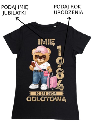 PERSONALIZOWANA DAMSKA KOSZULKA PREZENT NA 18 30 40 50 60 70 URODZINY PODAJ IMIĘ I ROK TORBA GRATIS 2