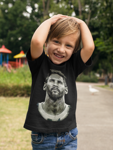 DZIECIĘCA BAWEŁNIANA KOSZULKA NA PREZENT PIŁKA NOŻNA LIONEL MESSI EFEKT SEPII 3