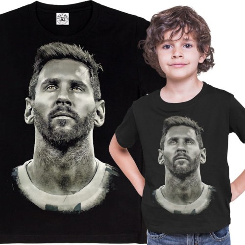 DZIECIĘCA BAWEŁNIANA KOSZULKA NA PREZENT PIŁKA NOŻNA LIONEL MESSI EFEKT SEPII 1
