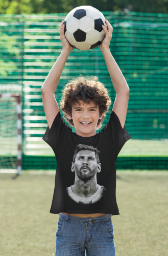 DZIECIĘCA BAWEŁNIANA KOSZULKA NA PREZENT PIŁKA NOŻNA LIONEL MESSI EFEKT SEPII 5