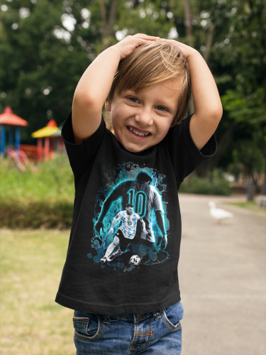 DZIECIĘCA BAWEŁNIANA KOSZULKA NA PREZENT PIŁKA NOŻNA LIONEL MESSI ARGENTYNA 3