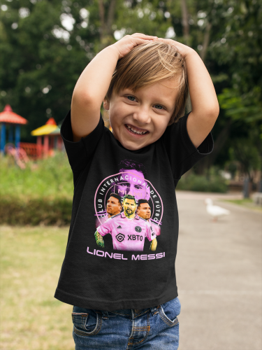DZIECIĘCA BAWEŁNIANA KOSZULKA NA PREZENT PIŁKA NOŻNA LIONEL MESSI INTER MIAMI 3
