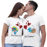 ZESTAW KOSZULEK WALENTYNKOWYCH LOVE PREZENT NA WALENTYNKI DLA PARY SMERFETKA I ZGRYWUS SMERFY