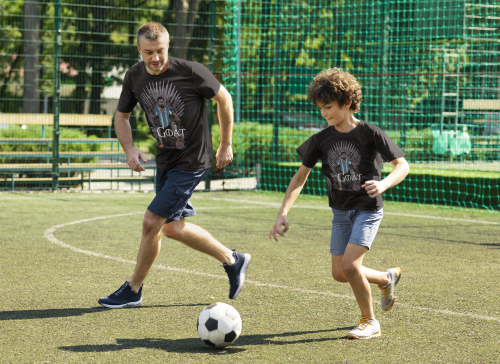 DZIECIĘCA BAWEŁNIANA KOSZULKA NA PREZENT PIŁKA NOŻNA LIONEL MESSI THE GOAT 7