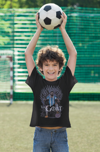 DZIECIĘCA BAWEŁNIANA KOSZULKA NA PREZENT PIŁKA NOŻNA LIONEL MESSI THE GOAT 5