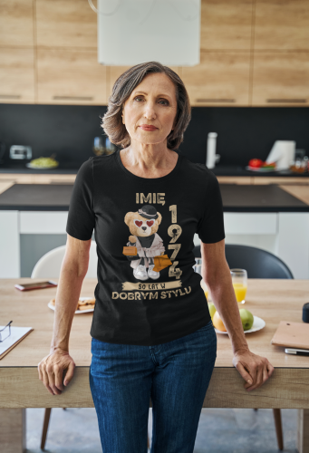 PERSONALIZOWANA DAMSKA KOSZULKA PREZENT NA 50 URODZINY 1974 STYLOWY MIŚ PODAJ IMIĘ TORBA GRATIS 6