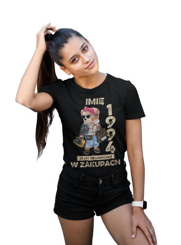 PERSONALIZOWANA DAMSKA KOSZULKA PREZENT NA 30 URODZINY 1994 ZAKUPOHOLICZKA PODAJ IMIĘ TORBA GRATIS 5
