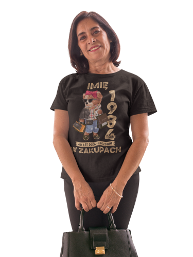 PERSONALIZOWANA DAMSKA KOSZULKA PREZENT NA 40 URODZINY 1984 ZAKUPOHOLICZKA PODAJ IMIĘ TORBA GRATIS 3