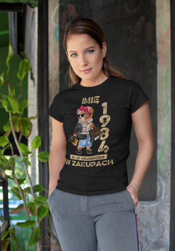 PERSONALIZOWANA DAMSKA KOSZULKA PREZENT NA 40 URODZINY 1984 ZAKUPOHOLICZKA PODAJ IMIĘ TORBA GRATIS 6