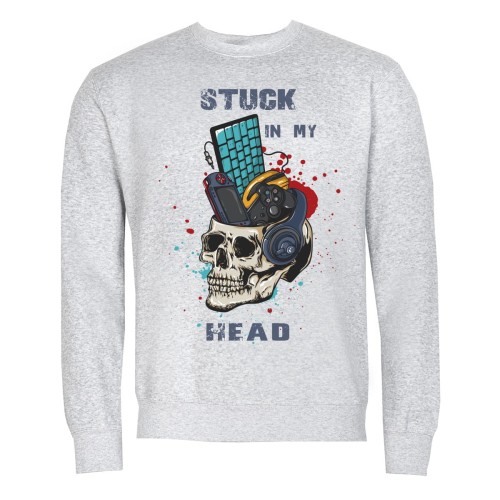 MĘSKA BLUZA DLA GRACZA GAMINGOWA CZASZKA STUCK IN MY HEAD 1