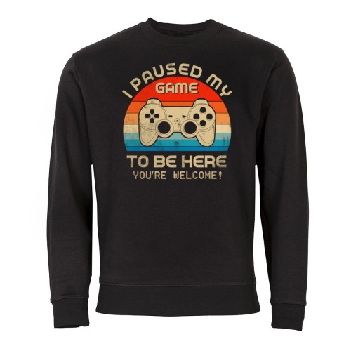 MĘSKA BLUZA DLA GRACZA GAMINGOWA VINTAGE I PAUSED MY GAME TO BE HERE 1