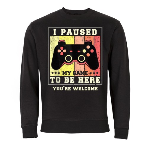 MĘSKA BLUZA DLA GRACZA GAMINGOWA VINTAGE I PAUSED MY GAME YOU'RE WELCOME 1
