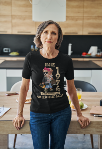 PERSONALIZOWANA DAMSKA KOSZULKA PREZENT NA 50 URODZINY 1974 ZAKUPOHOLICZKA PODAJ IMIĘ TORBA GRATIS 7