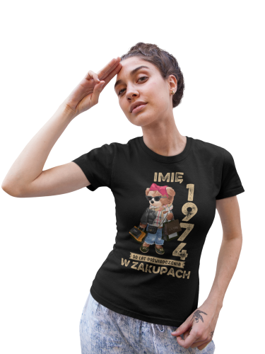 PERSONALIZOWANA DAMSKA KOSZULKA PREZENT NA 50 URODZINY 1974 ZAKUPOHOLICZKA PODAJ IMIĘ TORBA GRATIS 4