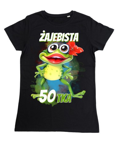 DAMSKA KOSZULKA PREZENT NA 50 URODZINY ŻAJEBISTA 50TKA TORBA GRATIS 2