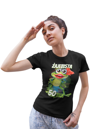 DAMSKA KOSZULKA PREZENT NA 50 URODZINY ŻAJEBISTA 50TKA TORBA GRATIS 4