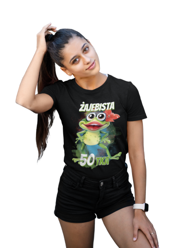 DAMSKA KOSZULKA PREZENT NA 50 URODZINY ŻAJEBISTA 50TKA TORBA GRATIS 5