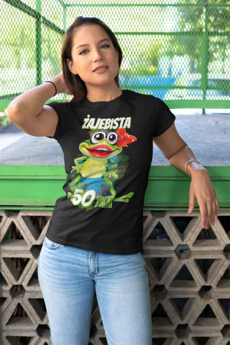 DAMSKA KOSZULKA PREZENT NA 50 URODZINY ŻAJEBISTA 50TKA TORBA GRATIS 8