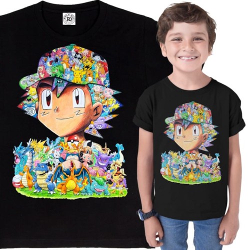 DZIECIĘCA KOSZULKA NA PREZENT POKEMONY ASH DLA FANA ANIME 1
