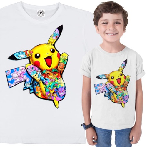 DZIECIĘCA KOSZULKA NA PREZENT POKEMONY KOLOROWY PIKACHU ANIME 1