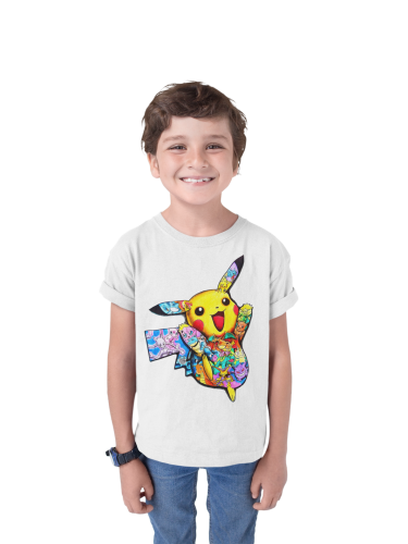 DZIECIĘCA KOSZULKA NA PREZENT POKEMONY KOLOROWY PIKACHU ANIME 3