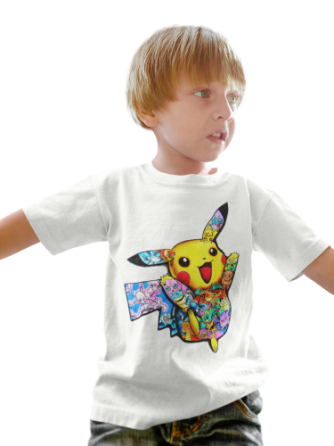 DZIECIĘCA KOSZULKA NA PREZENT POKEMONY KOLOROWY PIKACHU ANIME 4