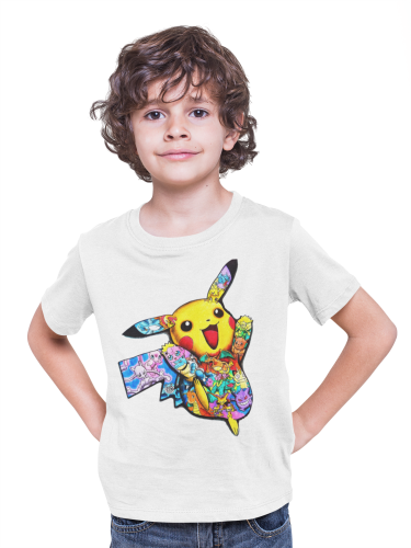 DZIECIĘCA KOSZULKA NA PREZENT POKEMONY KOLOROWY PIKACHU ANIME 5