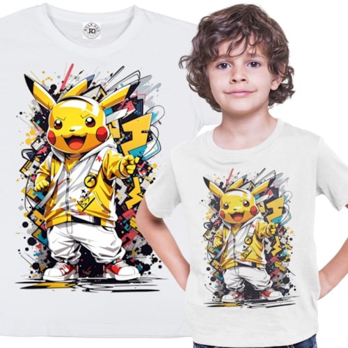 DZIECIĘCA KOSZULKA NA PREZENT POKEMON PIKACHU W DRESIE ANIME 1