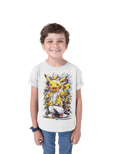 DZIECIĘCA KOSZULKA NA PREZENT POKEMON PIKACHU W DRESIE ANIME 4