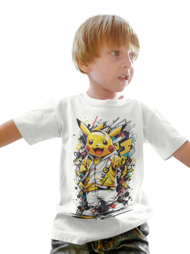 DZIECIĘCA KOSZULKA NA PREZENT POKEMON PIKACHU W DRESIE ANIME 6