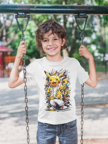 DZIECIĘCA KOSZULKA NA PREZENT POKEMON PIKACHU W DRESIE ANIME 9