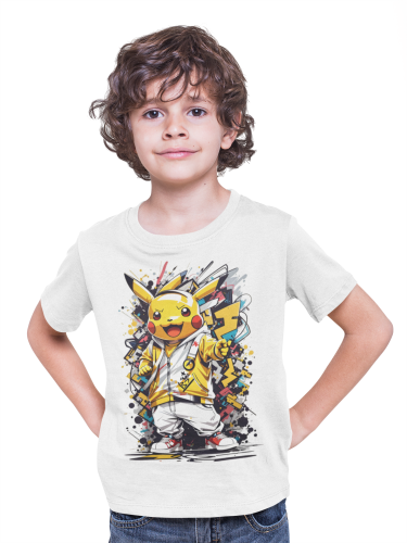 DZIECIĘCA KOSZULKA NA PREZENT POKEMON PIKACHU W DRESIE ANIME 3