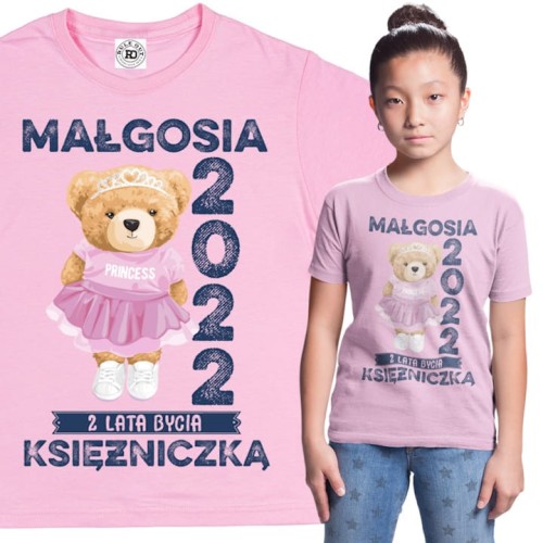 PERSONALIZOWANA DZIECIĘCA KOSZULKA PREZENT NA 2 URODZINKI DLA DZIEWCZYNKI KSIĘŻNICZKA PODAJ IMIĘ 1