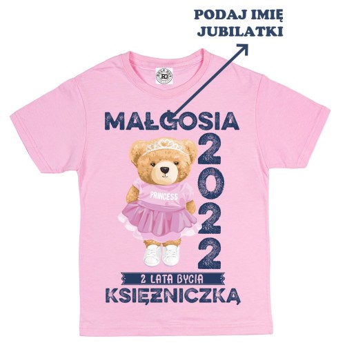PERSONALIZOWANA DZIECIĘCA KOSZULKA PREZENT NA 2 URODZINKI DLA DZIEWCZYNKI KSIĘŻNICZKA PODAJ IMIĘ 2