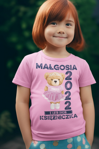 PERSONALIZOWANA DZIECIĘCA KOSZULKA PREZENT NA 2 URODZINKI DLA DZIEWCZYNKI KSIĘŻNICZKA PODAJ IMIĘ 7
