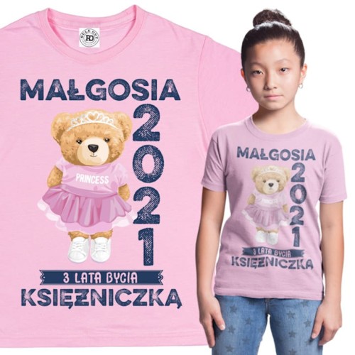PERSONALIZOWANA DZIECIĘCA KOSZULKA PREZENT NA 3 URODZINKI DLA DZIEWCZYNKI KSIĘŻNICZKA PODAJ IMIĘ 1