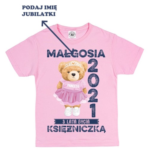 PERSONALIZOWANA DZIECIĘCA KOSZULKA PREZENT NA 3 URODZINKI DLA DZIEWCZYNKI KSIĘŻNICZKA PODAJ IMIĘ 2