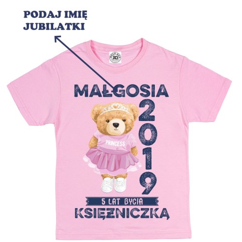 PERSONALIZOWANA DZIECIĘCA KOSZULKA PREZENT NA 5 URODZINY DLA DZIEWCZYNKI KSIĘŻNICZKA PODAJ IMIĘ 2
