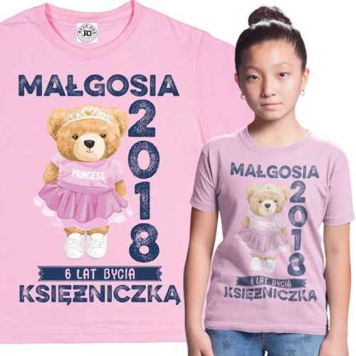 PERSONALIZOWANA DZIECIĘCA KOSZULKA PREZENT NA 6 URODZINY DLA DZIEWCZYNKI KSIĘŻNICZKA PODAJ IMIĘ 1