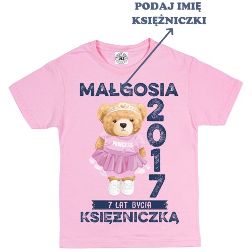 PERSONALIZOWANA DZIECIĘCA KOSZULKA PREZENT NA 7 URODZINY DLA DZIEWCZYNKI KSIĘŻNICZKA PODAJ IMIĘ 2