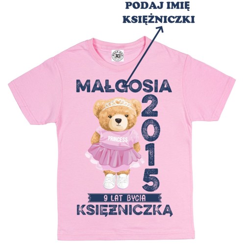 PERSONALIZOWANA DZIECIĘCA KOSZULKA PREZENT NA 9 URODZINY DLA DZIEWCZYNKI KSIĘŻNICZKA PODAJ IMIĘ 2