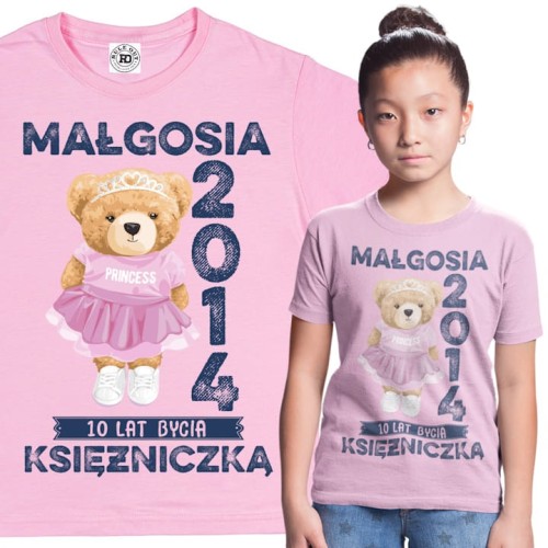 PERSONALIZOWANA DZIECIĘCA KOSZULKA PREZENT NA 10 URODZINY DLA DZIEWCZYNKI KSIĘŻNICZKA PODAJ IMIĘ 1