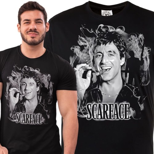 MĘSKA KOSZULKA Z NADRUKIEM SCARFACE CZŁOWIEK Z BLIZNĄ TONY MONTANA 1
