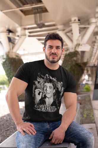 MĘSKA KOSZULKA Z NADRUKIEM SCARFACE CZŁOWIEK Z BLIZNĄ TONY MONTANA 9