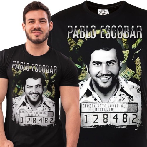 MĘSKA KOSZULKA Z NADRUKIEM ARESZTOWANY PABLO ESCOBAR KARTEL NARKOTYKOWY 1