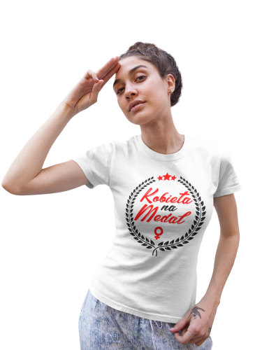 KOSZULKA DAMSKA PREZENT NA DZIEŃ KOBIET KOBIETA NA MEDAL TORBA GRATIS 5