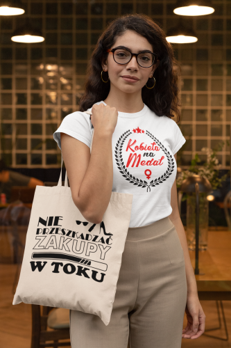 KOSZULKA DAMSKA PREZENT NA DZIEŃ KOBIET KOBIETA NA MEDAL TORBA GRATIS 8