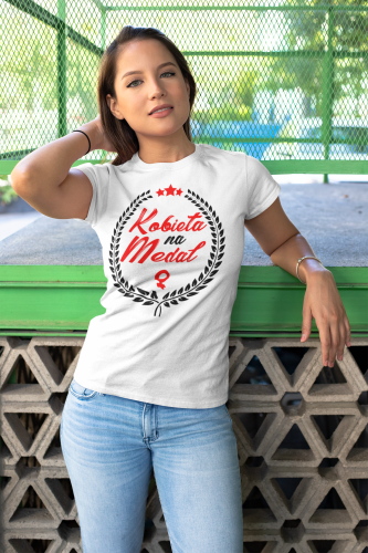 KOSZULKA DAMSKA PREZENT NA DZIEŃ KOBIET KOBIETA NA MEDAL TORBA GRATIS 9